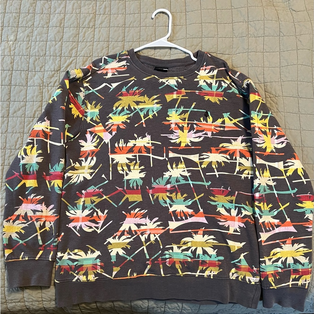 Volcom Palm Trees All-Over Print Crew Sweatshirt - image 1
